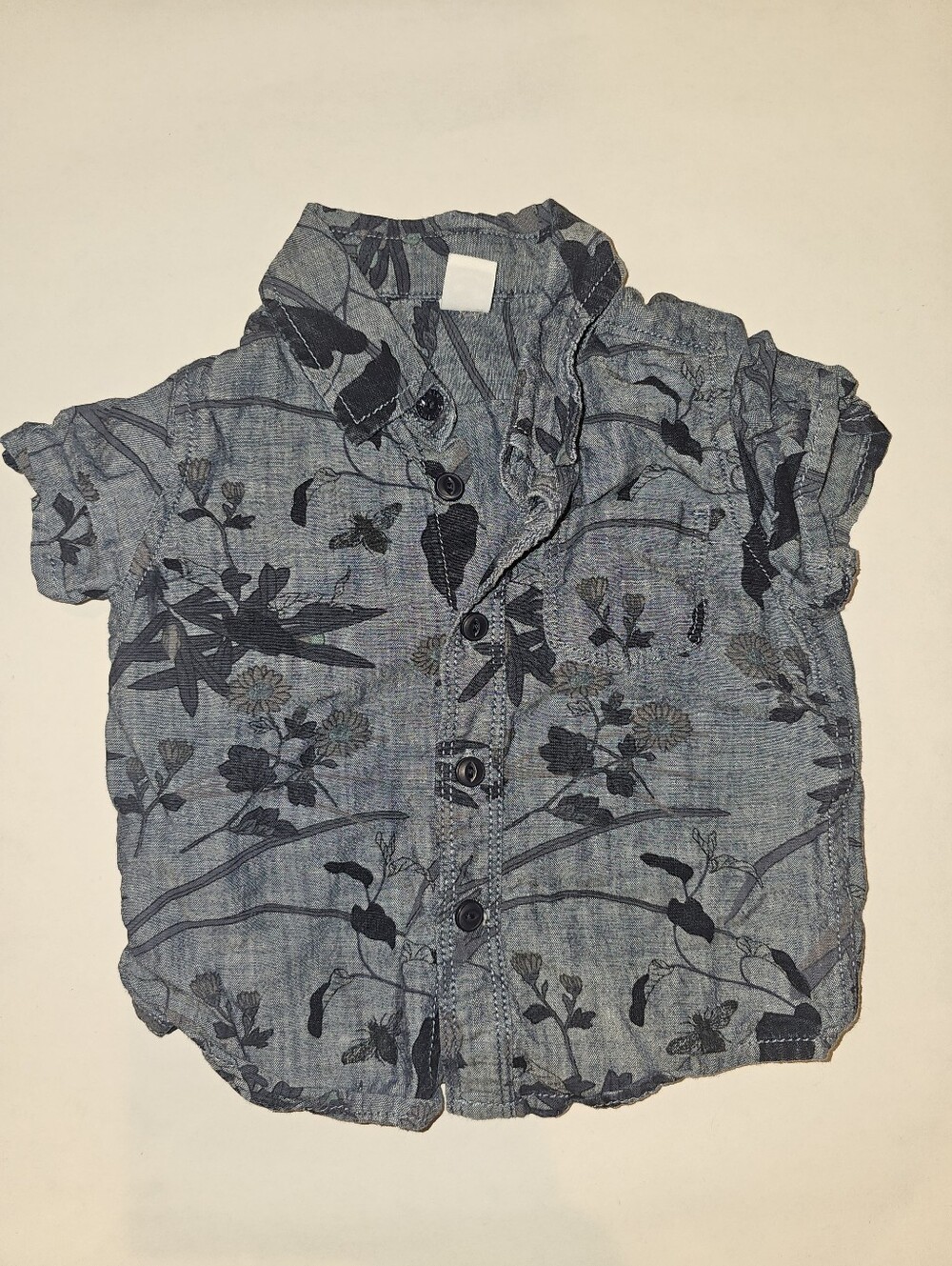 Good | 6–12 Months | Baby Gap | Blue Floral Chambray Button-Up Shirt